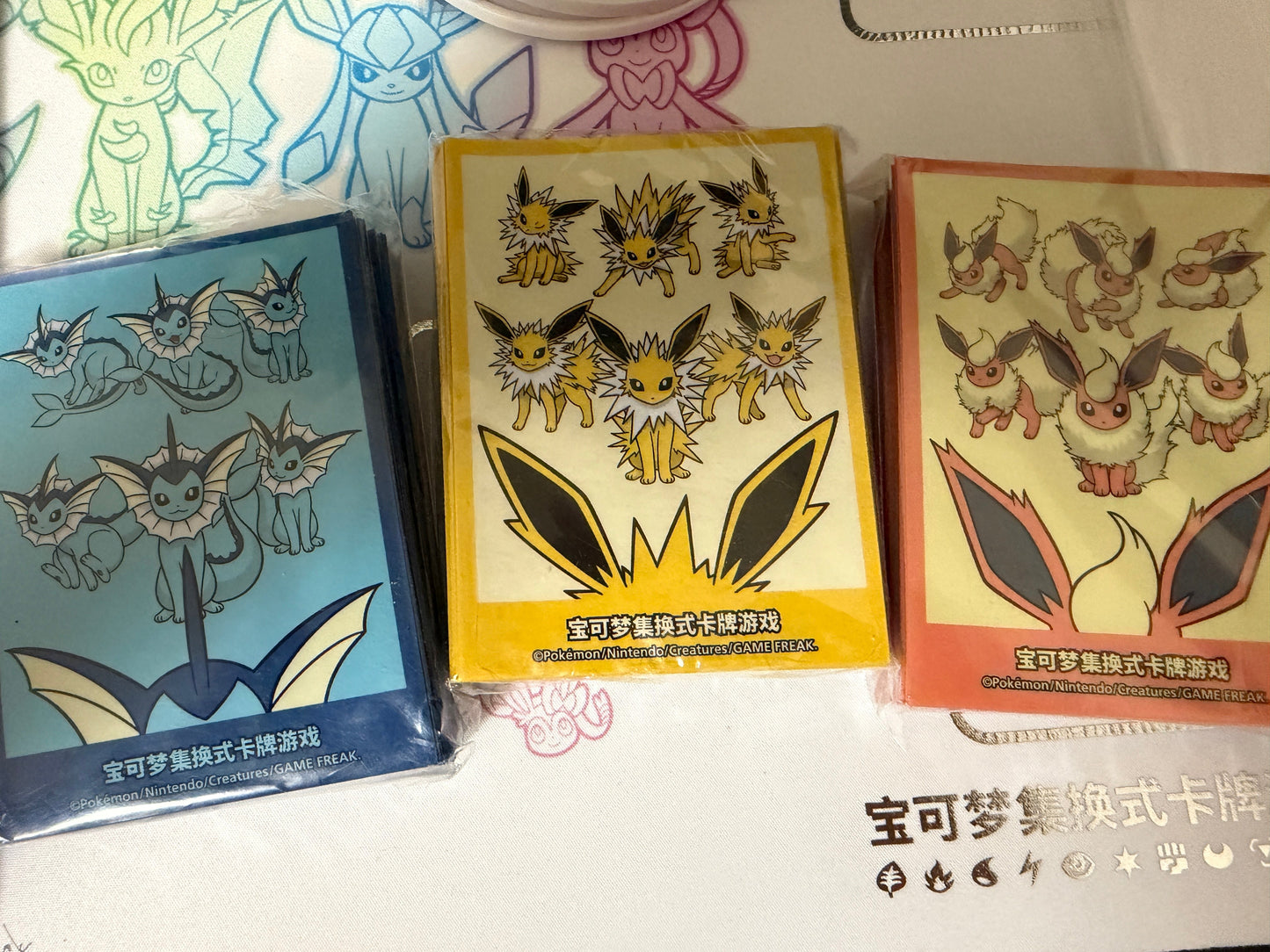 Pokemon TCG S-Chinese Vaporeon Flareon Jolteon Card Sleeve Set New Sealed