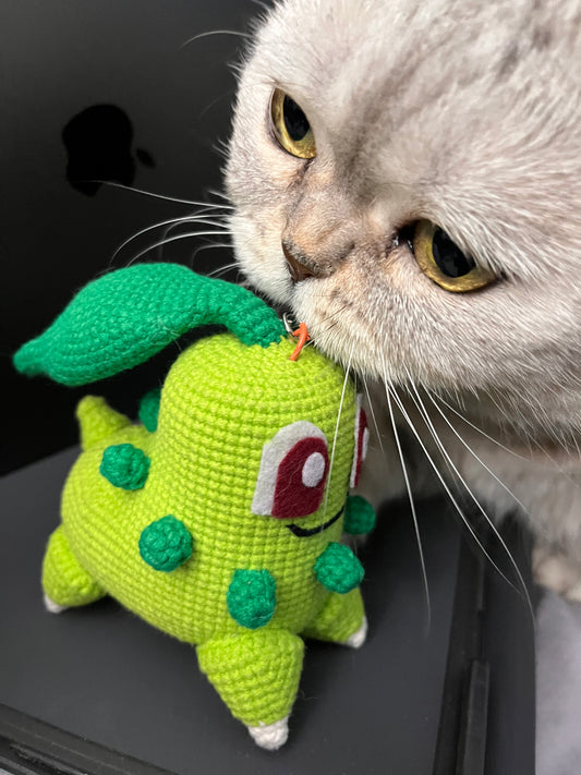 Hand Knitted Chikorita Keychain