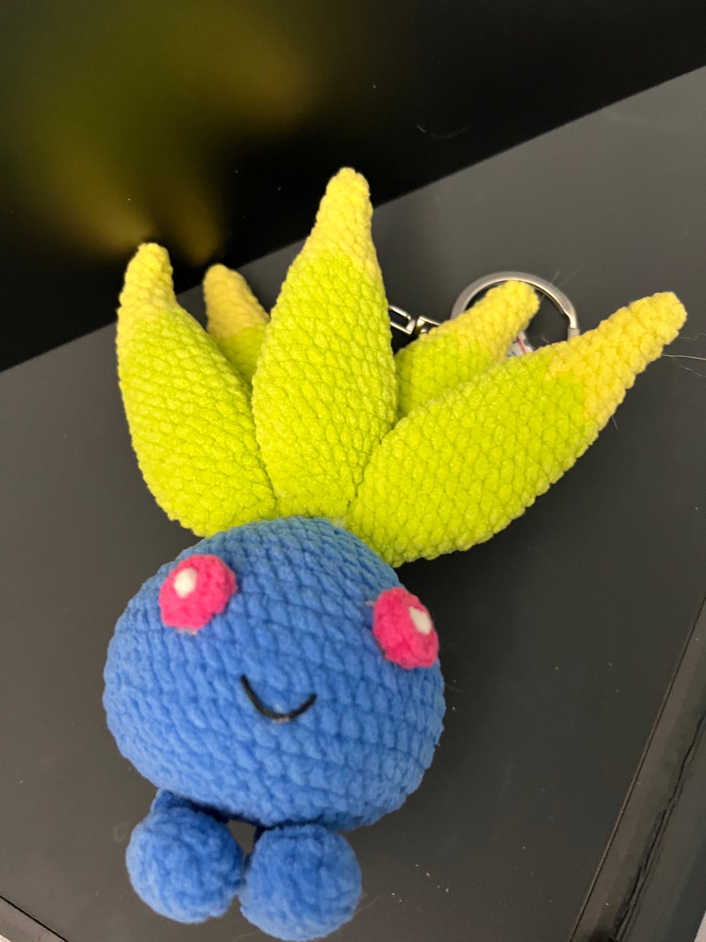 Hand Knitted Oddish Keychain