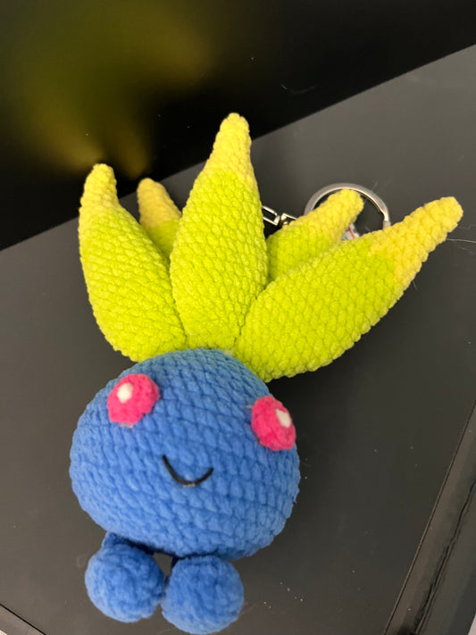 Hand Knitted Oddish Keychain